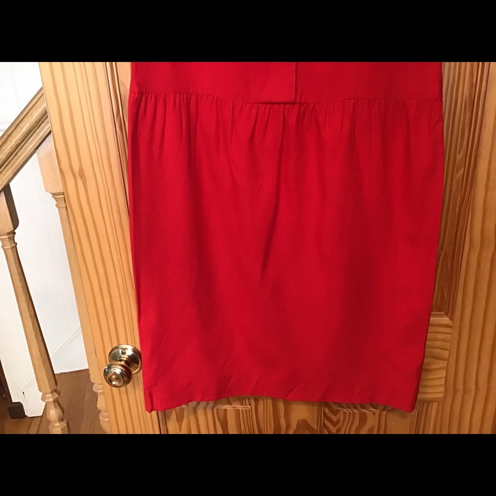 VINTAGE RED LIZ CLAIBORNE RAW SILK DRESS sz 10 - 80’s 90’s PLEATS - Picture 5 of 10